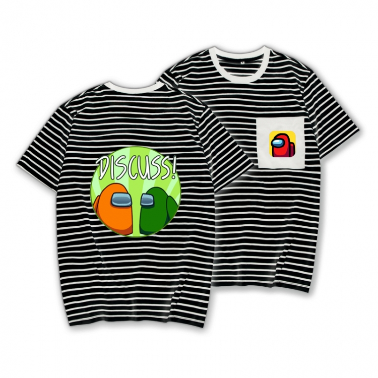 Among  US Striped letters color loose short-sleeved T-shirt from M to 3XL