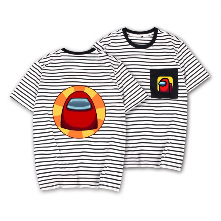 Among  US Striped letters color loose short-sleeved T-shirt from M to 3XL