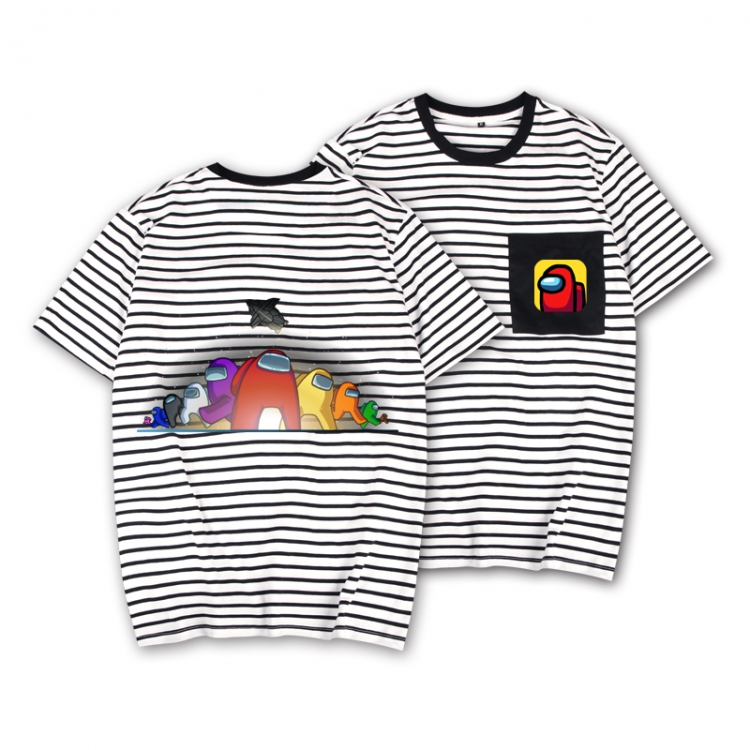 Among  US Striped letters color loose short-sleeved T-shirt from M to 3XL