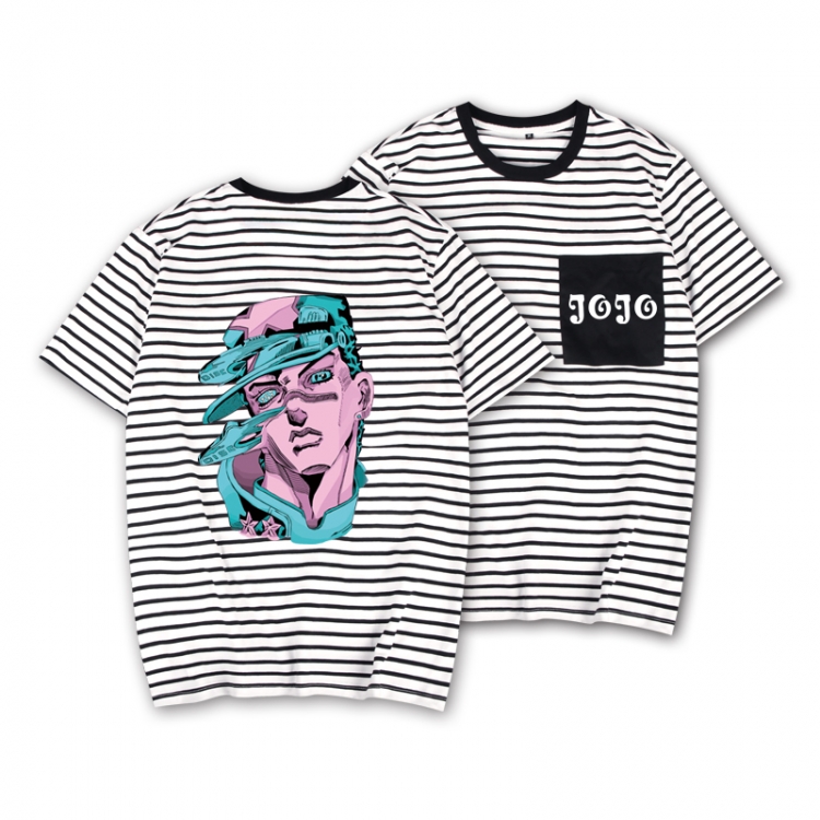 JoJos Bizarre Adventure Striped letters color loose short-sleeved T-shirt from M to 3XL