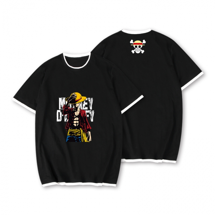 One Piece Full color printed short-sleeved fake two-piece T-shirt from S to XXXL