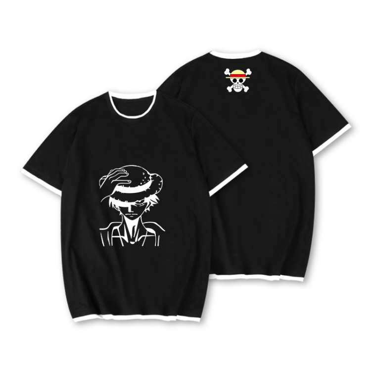 One Piece Full color printed short-sleeved fake two-piece T-shirt from S to XXXL