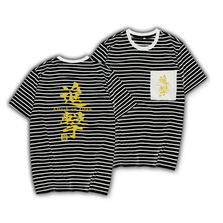 Shingeki no Kyojin Striped letters color loose short-sleeved T-shirt from M to 3XL