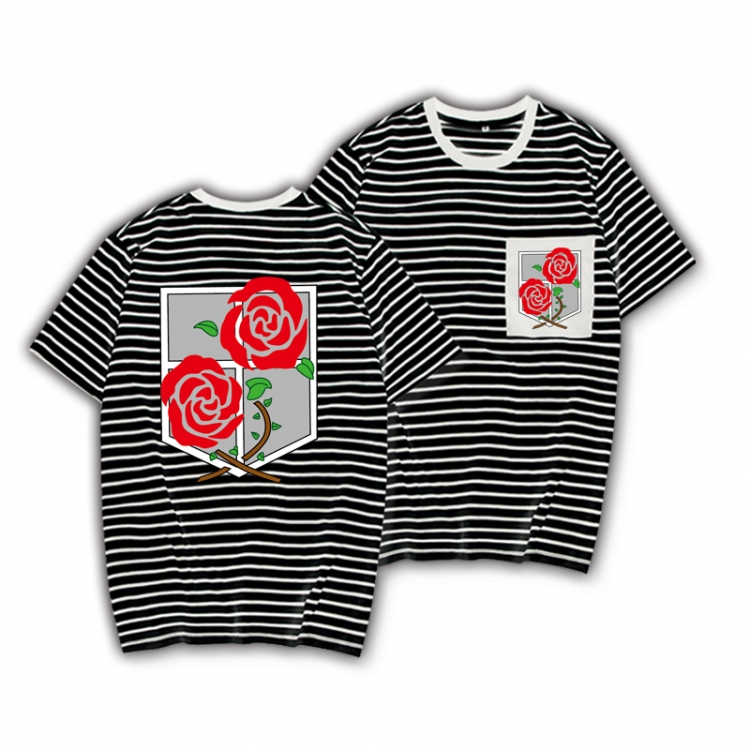 Shingeki no Kyojin Striped letters color loose short-sleeved T-shirt from M to 3XL