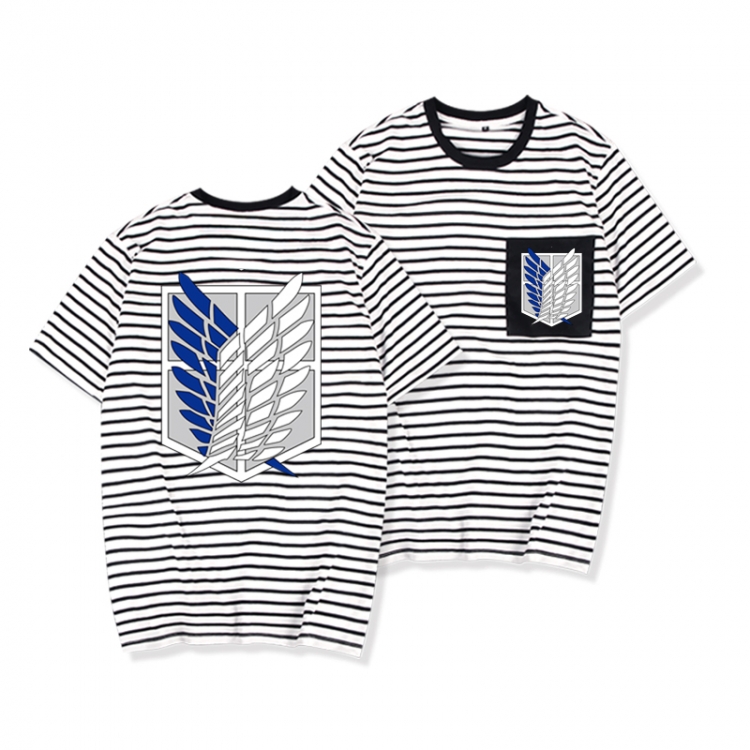 Shingeki no Kyojin Striped letters color loose short-sleeved T-shirt from M to 3XL