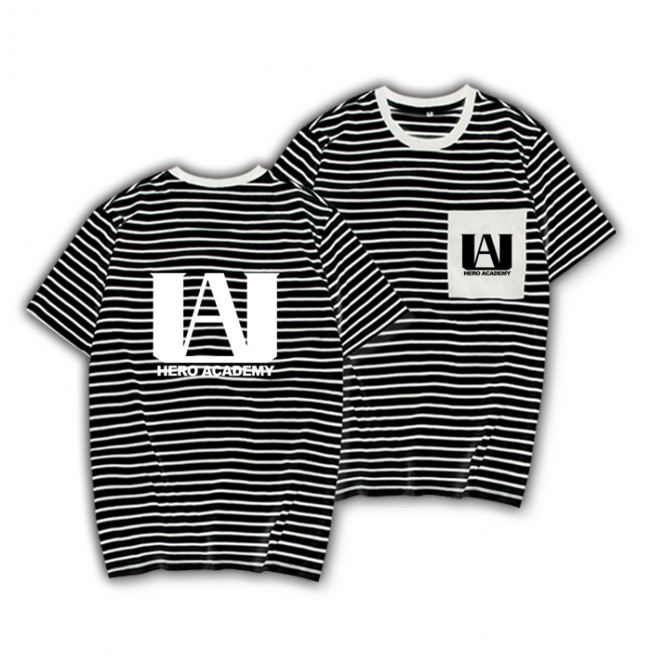 My Hero Academia Striped Letters Color Loose Short Sleeve T-Shirt from S to XXXL