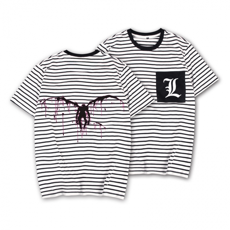 Death note Striped Letters Color Loose Short Sleeve T-Shirt from S to XXXL