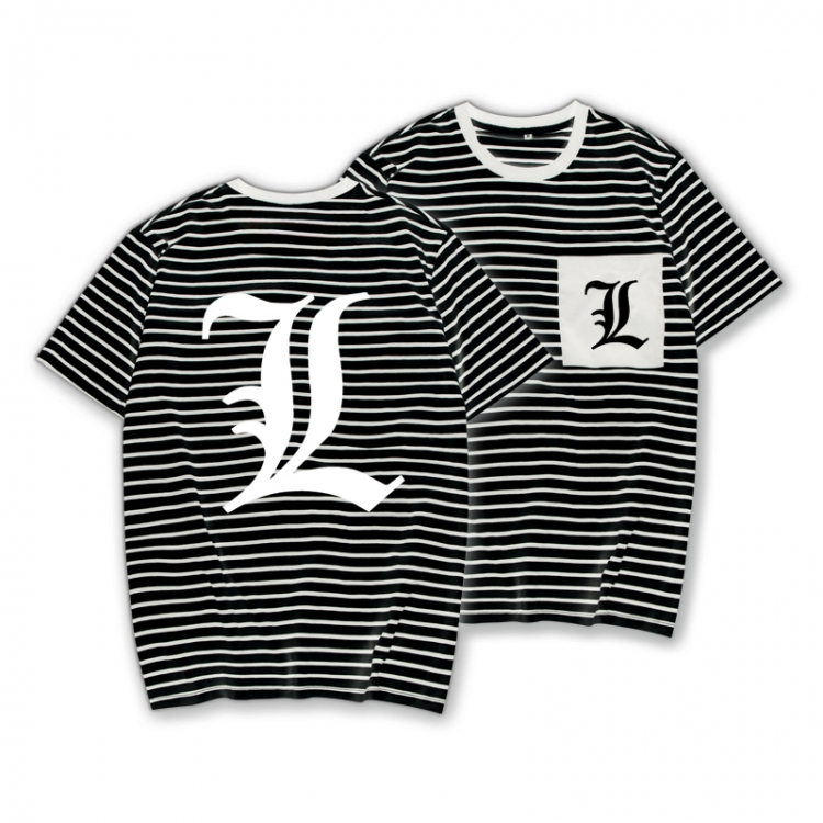 Death note Striped Letters Color Loose Short Sleeve T-Shirt from S to XXXL