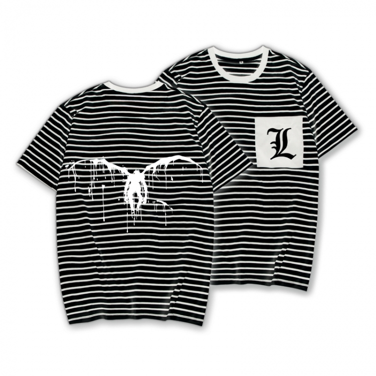 Death note Striped Letters Color Loose Short Sleeve T-Shirt from S to XXXL