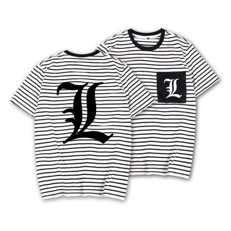 Death note Striped Letters Color Loose Short Sleeve T-Shirt from S to XXXL