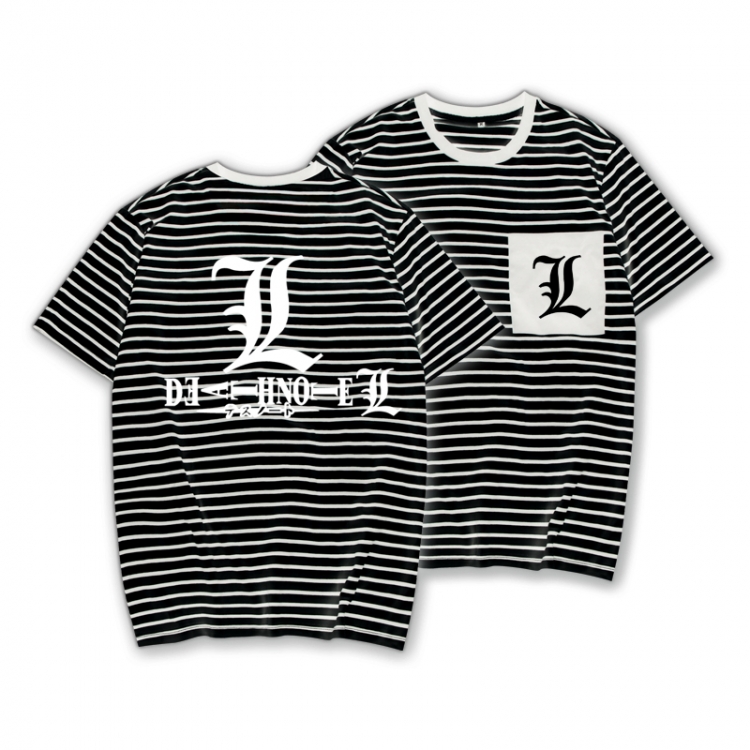 Death note Striped Letters Color Loose Short Sleeve T-Shirt from S to XXXL