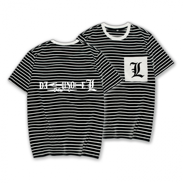 Death note Striped Letters Color Loose Short Sleeve T-Shirt from S to XXXL