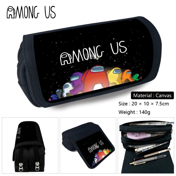 AMONG-US  double layer canvas pencil case Pencil Bag 20x10x7.5cm Style C