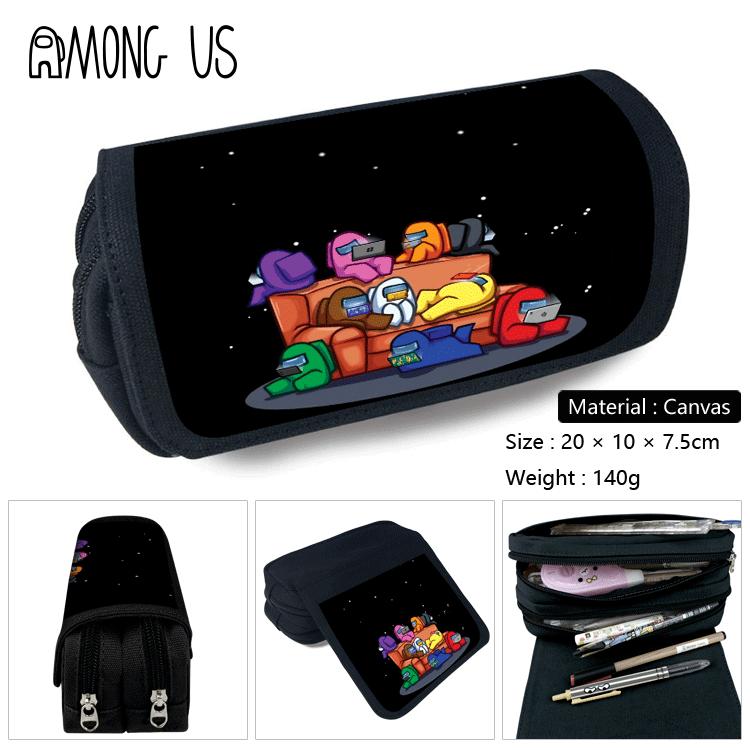 AMONG-US  double layer canvas pencil case Pencil Bag 20x10x7.5cm Style B