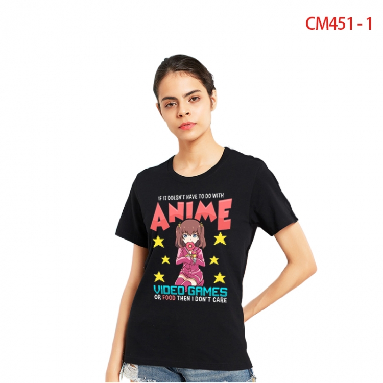 Women's Printed short-sleeved cotton T-shirt from S to 3XL  CM451-1