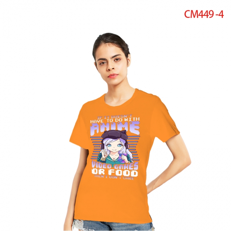 Women's Printed short-sleeved cotton T-shirt from S to 3XL CM449-4