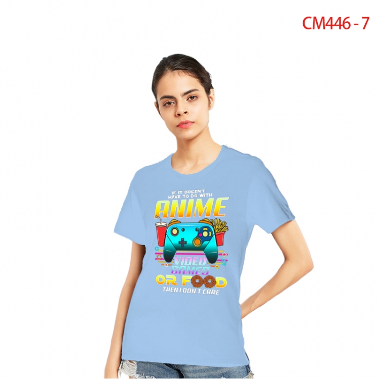 Women's Printed short-sleeved cotton T-shirt from S to 3XL CM446-7