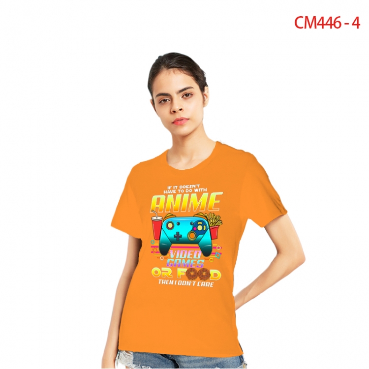Women's Printed short-sleeved cotton T-shirt from S to 3XL CM446-4