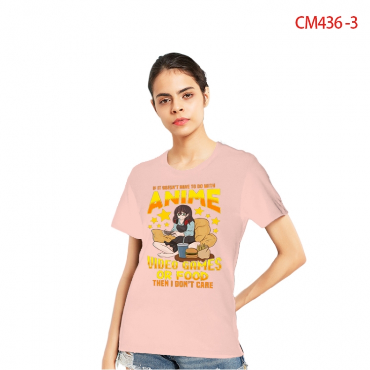Women's Printed short-sleeved cotton T-shirt from S to 3XL CM436-3