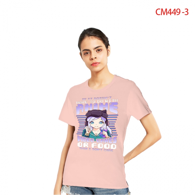 Women's Printed short-sleeved cotton T-shirt from S to 3XL CM449-3