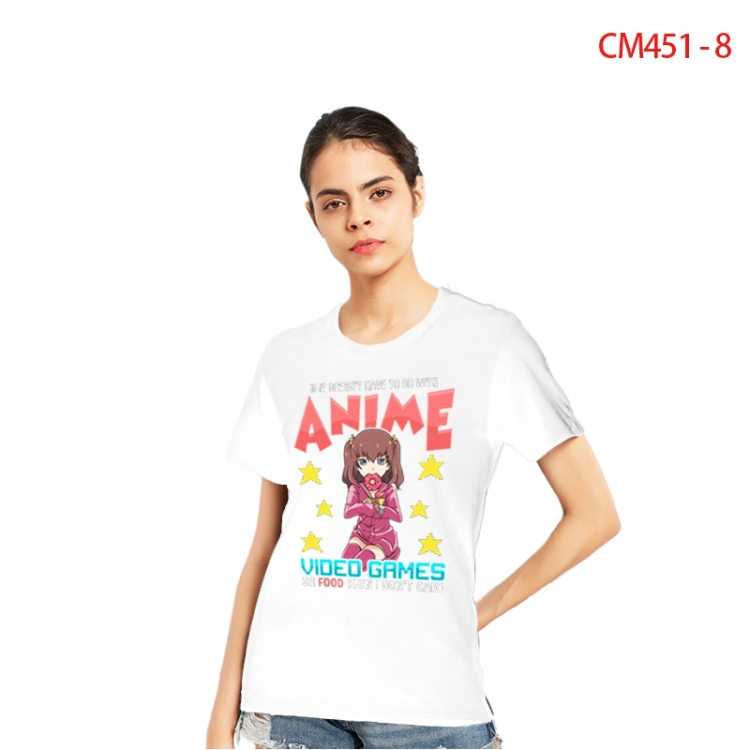 Women's Printed short-sleeved cotton T-shirt from S to 3XL CM451-8
