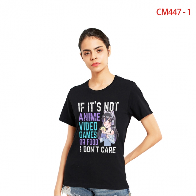 Women's Printed short-sleeved cotton T-shirt from S to 3XL CM447-1