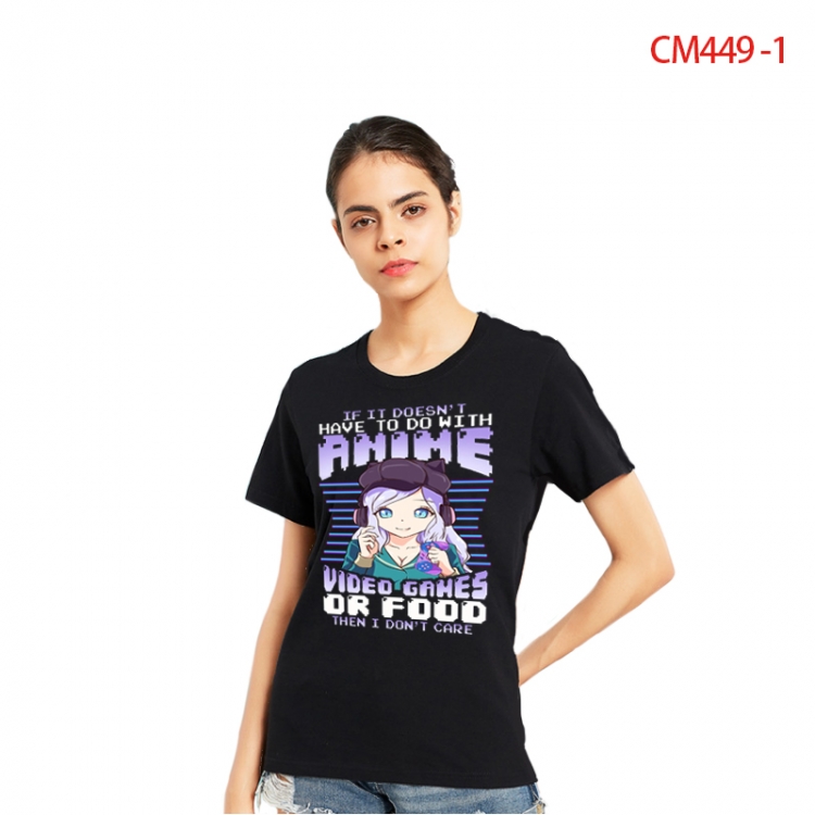 Women's Printed short-sleeved cotton T-shirt from S to 3XL CM449-1