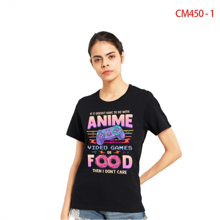 Women's Printed short-sleeved cotton T-shirt from S to 3XL CM450-1