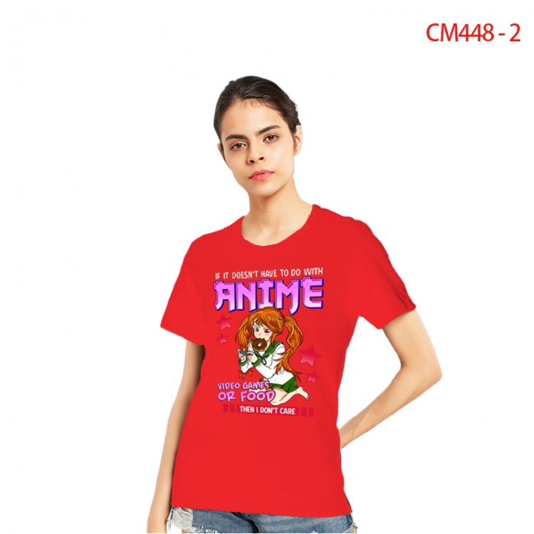Women's Printed short-sleeved cotton T-shirt from S to 3XL CM448-2