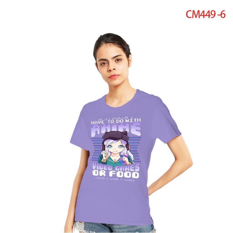 Women's Printed short-sleeved cotton T-shirt from S to 3XL CM449-6