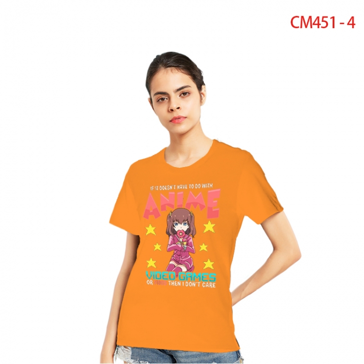 Women's Printed short-sleeved cotton T-shirt from S to 3XL CM451-4
