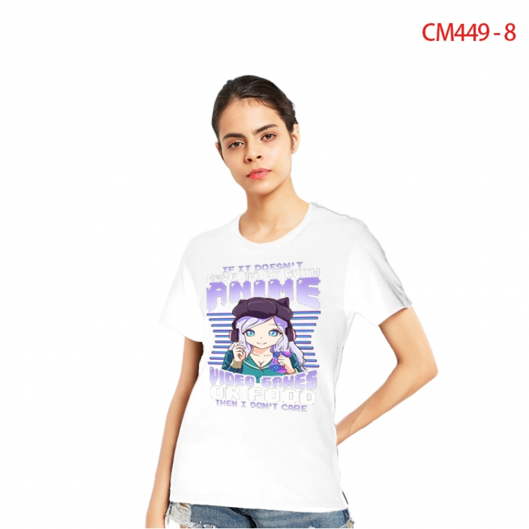 Women's Printed short-sleeved cotton T-shirt from S to 3XL CM449-8
