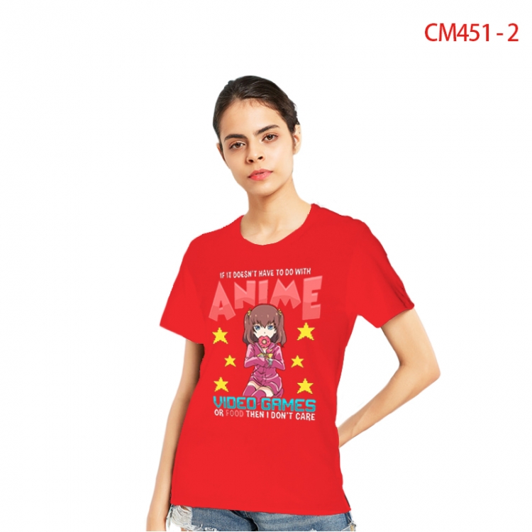 Women's Printed short-sleeved cotton T-shirt from S to 3XL CM451-2