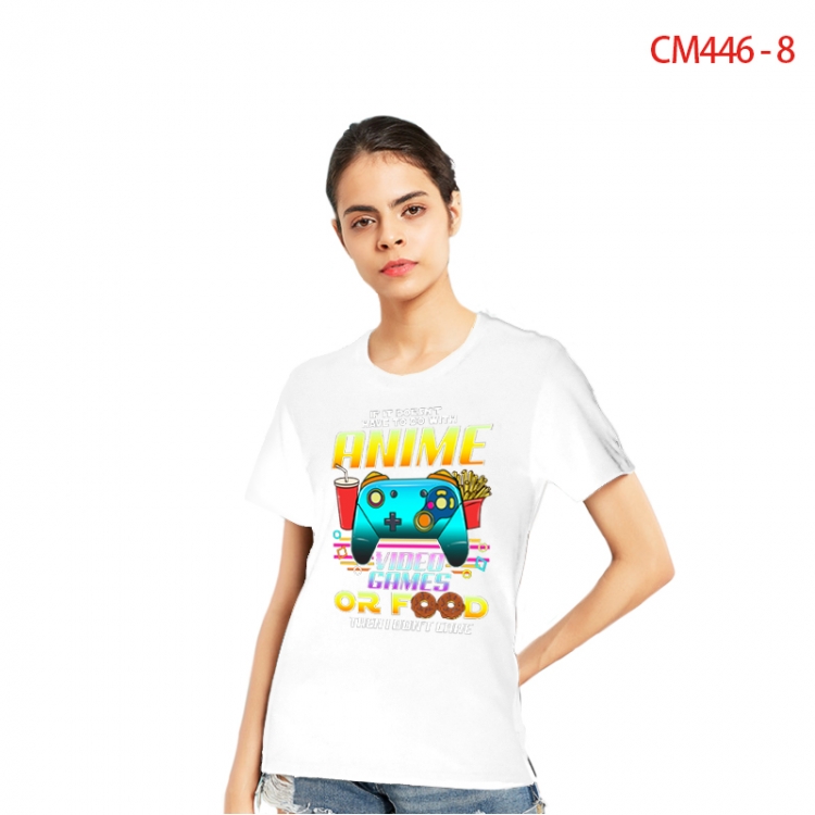 Women's Printed short-sleeved cotton T-shirt from S to 3XL CM446-8