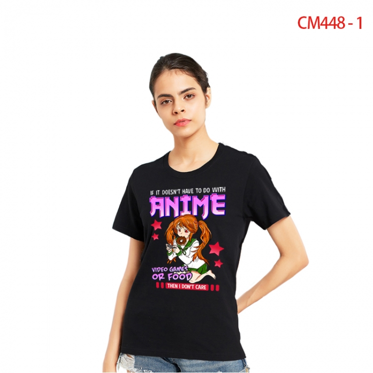 Women's Printed short-sleeved cotton T-shirt from S to 3XL CM448-1