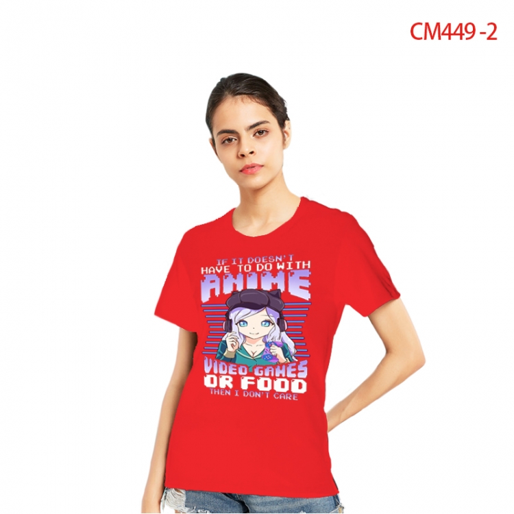 Women's Printed short-sleeved cotton T-shirt from S to 3XL CM449-2