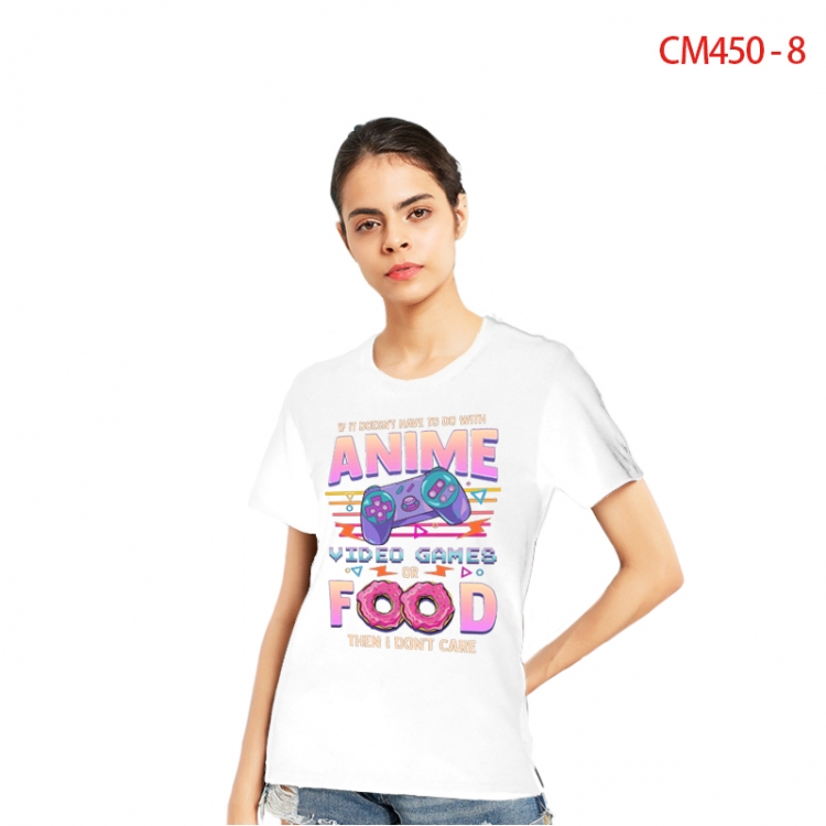 Women's Printed short-sleeved cotton T-shirt from S to 3XL CM450-8