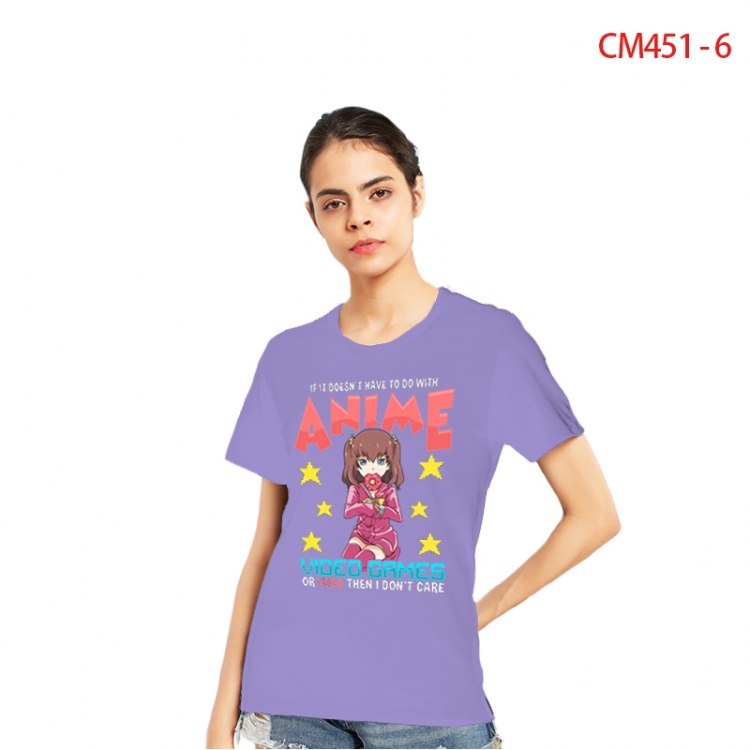 Women's Printed short-sleeved cotton T-shirt from S to 3XL CM451-6