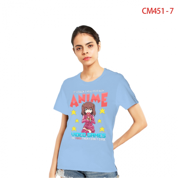 Women's Printed short-sleeved cotton T-shirt from S to 3XL CM451-7