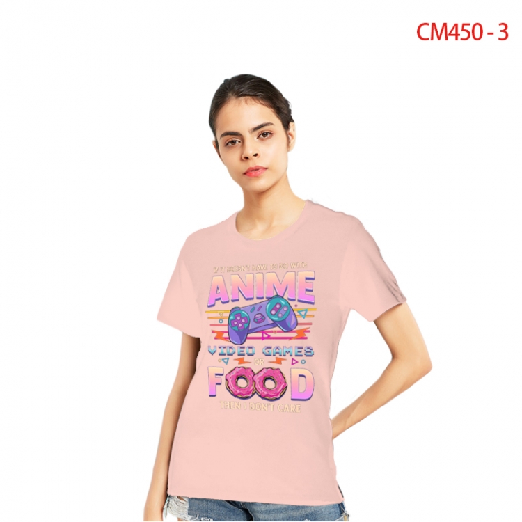 Women's Printed short-sleeved cotton T-shirt from S to 3XL CM450-3