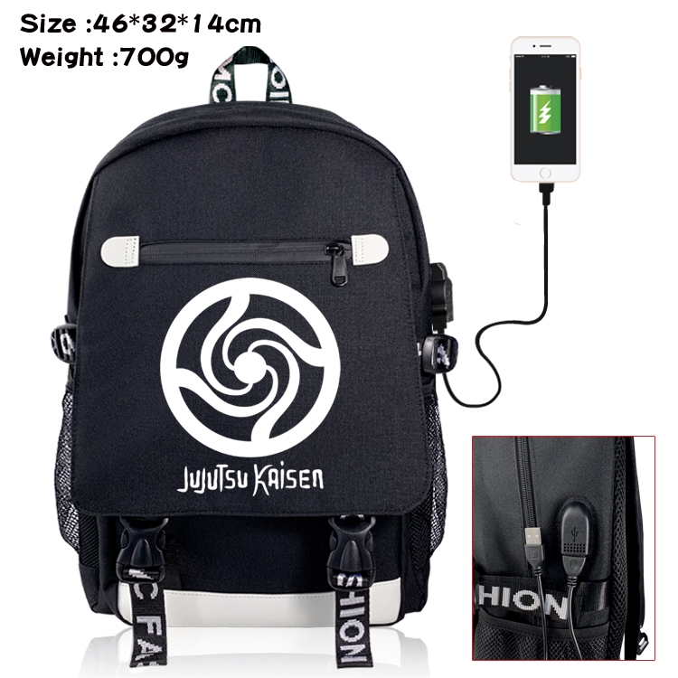 Jujutsu Kaisen Anime Big flip data cable canvas backpack student school bag 06