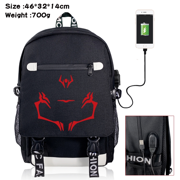 Jujutsu Kaisen Anime Big flip data cable canvas backpack student school bag 07