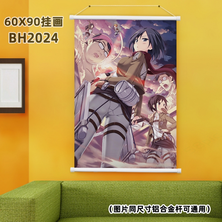 Shingeki no Kyojin White plastic pole hanging picture 60X90CM BH2024