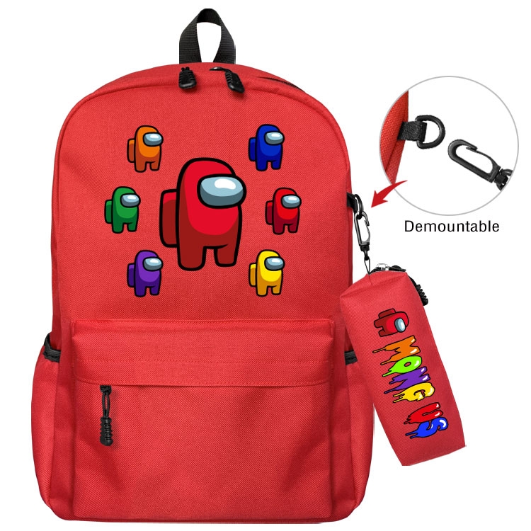 AMONG-US Cartoon student school bag backpack Pencil Bag combination