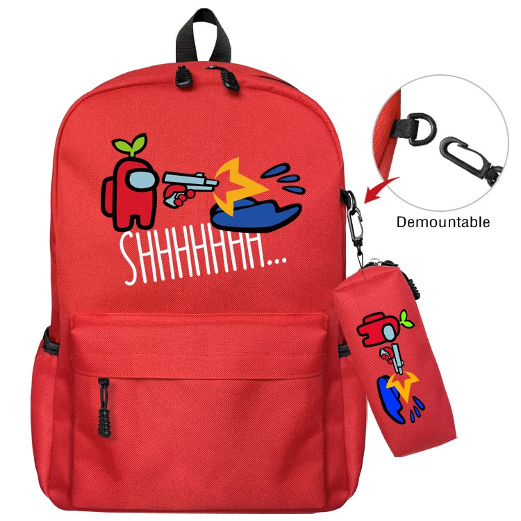 AMONG-US Cartoon student school bag backpack Pencil Bag combination