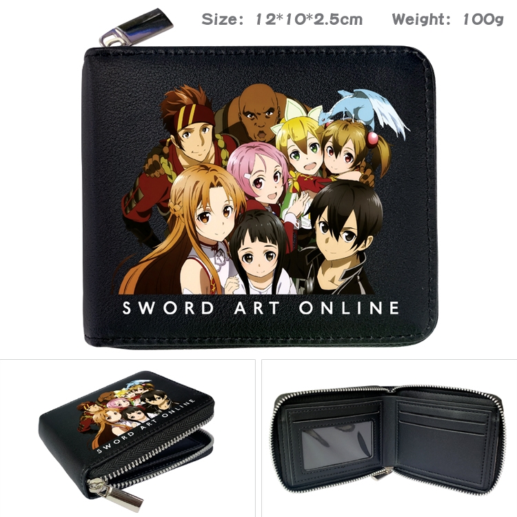 Sword Art Online Zipper UV printed bi-fold leather wallet