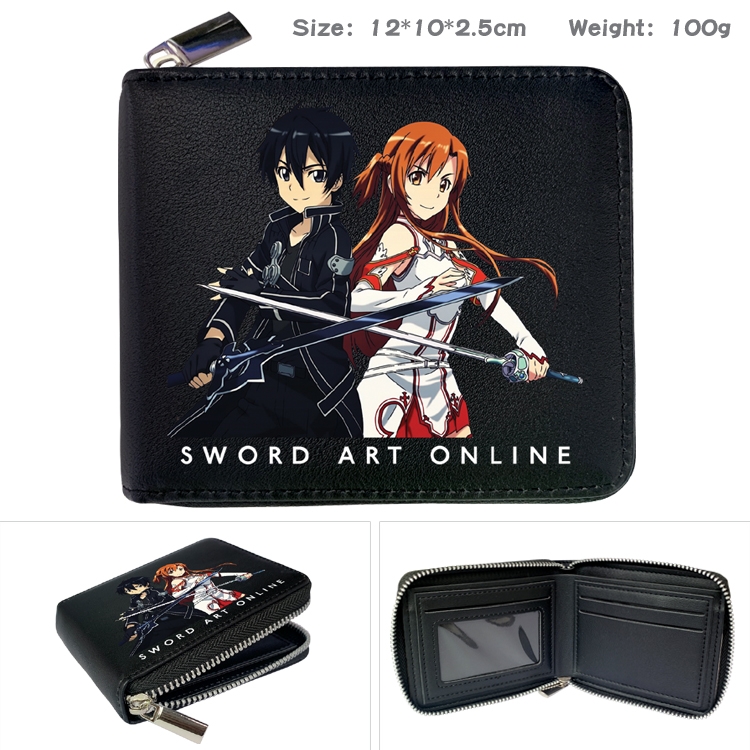 Sword Art Online Zipper UV printed bi-fold leather wallet