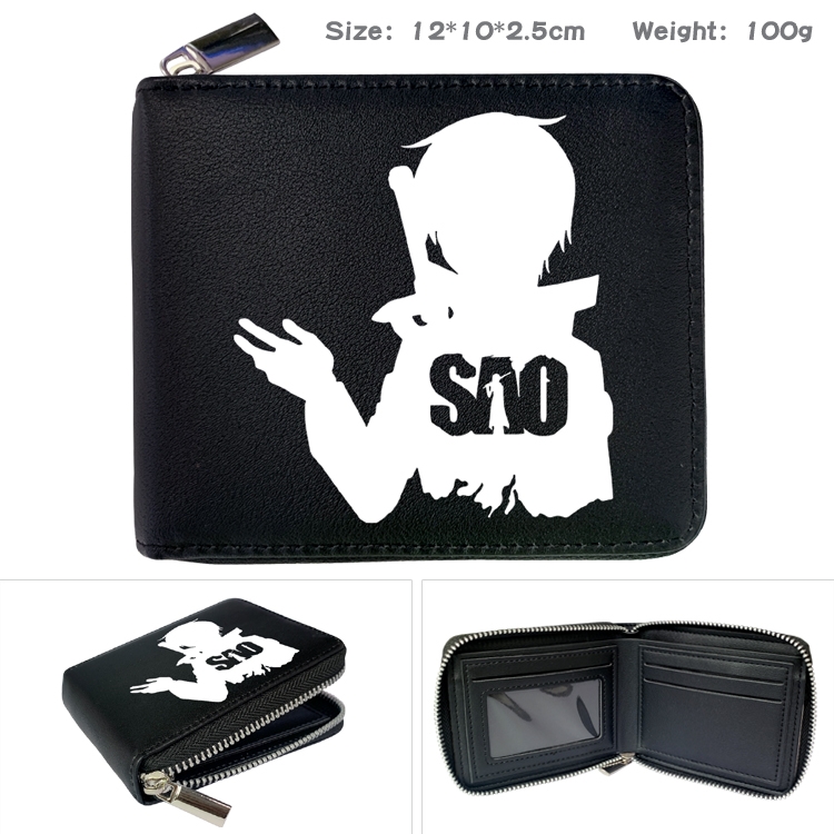 Sword Art Online Zipper UV printed bi-fold leather wallet