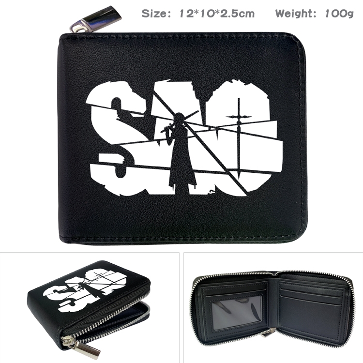 Sword Art Online Zipper UV printed bi-fold leather wallet