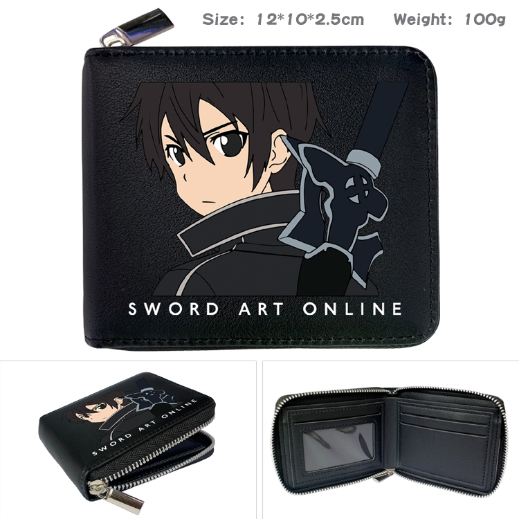 Sword Art Online Zipper UV printed bi-fold leather wallet